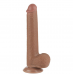 Реалистичный фаллоимитатор с мошонкой LoveToy Sliding Skin Dual Layer Dong 9 Brown, подвижная кожа, присоска (22 см, Ø 3.7 см)
